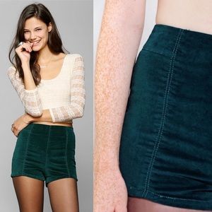 Urban Outfitters Green Paneled Velvet Shorts